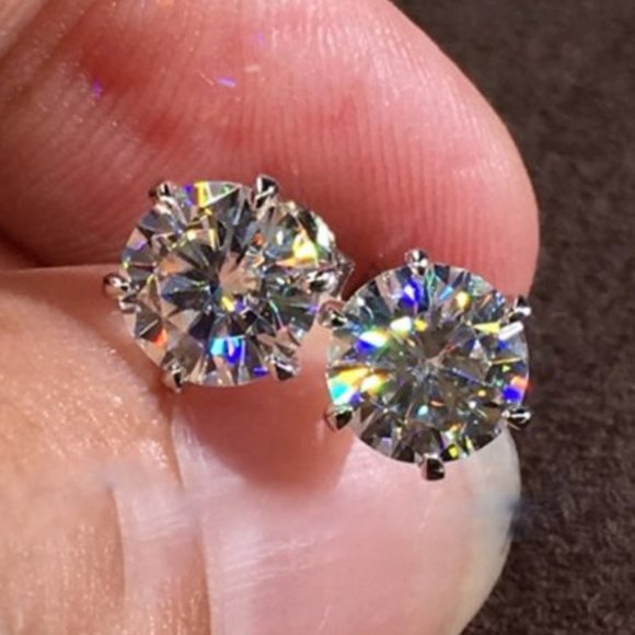 *NEW 2.5 ct Round Diamond White Gold Stud Earrings